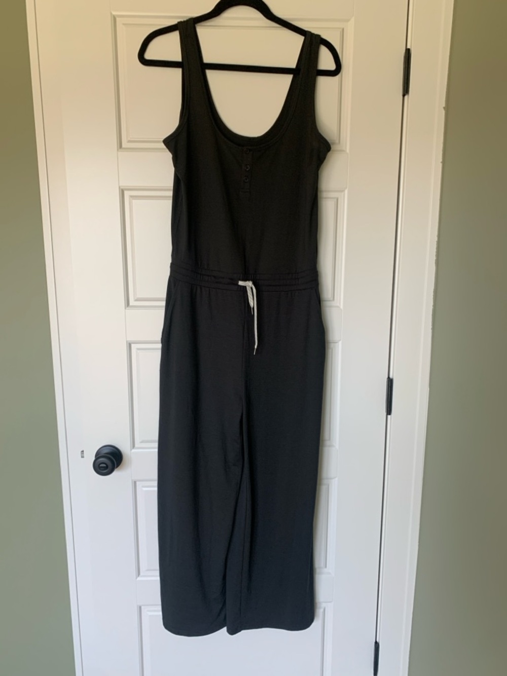 Vuori Black Sleeveless Drawstring Jumpsuit